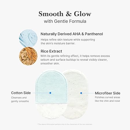 medicube Zero Pore Peel Pads (8ea) | Smoothing Mitt for Face & Body | Rice Extract, Natural AHA & Panthenol | Double-Sided Organic Cotton & Microfiber Pads