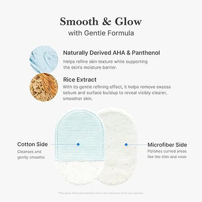 medicube Zero Pore Peel Pads (8ea) | Smoothing Mitt for Face & Body | Rice Extract, Natural AHA & Panthenol | Double-Sided Organic Cotton & Microfiber Pads