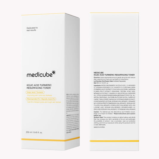 medicube Kojic Acid Turmeric Smoothing Toner for Face & Body, Lightweight Toner for Balancing Uneven Skin Tone & Texture, Niacinamide, Glycolic Acid for Clear Glass Skin