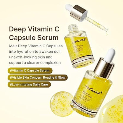 medicube Deep Vitamin C Capsule Serum | Hydrating Vitamin C Serum for Dull & Uneven-Looking Skin with Visible Concerns | Liposome Capsules for Smooth, Radiant Texture