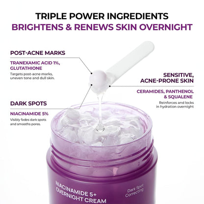 JUMISO Niacinamide Overnight Sleeping Mask, Capsule Cream, Customizable capsule sleeping mask: 5% niacinamide, TXA & glutathione Tone Appearance Care, Ceramide & HA, fragrance-free