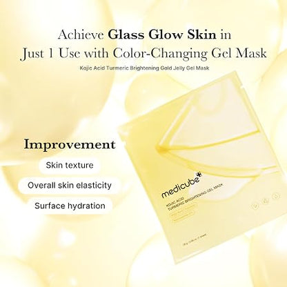 (1x mask) medicube Jelly Gel Mask with Brightening Kojic Acid Turmeric | Overnight Face Mask for Glass Glow Skin | Elasticity, Hydrating, Firming and Radiance Boosting