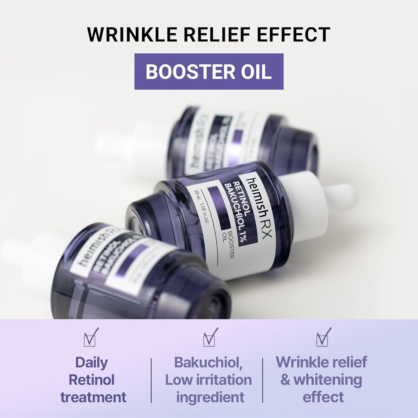 HEIMISH RX Retinol Bakuchiol Booster Oil - Anti Aging Serum, Face Serum for Firming, Anti Wrinkle, Skin Elasticity, Hydrating with Retinol, Non-greasy Formula, Korean Skincare