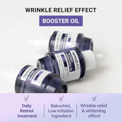 HEIMISH RX Retinol Bakuchiol Booster Oil - Anti Aging Serum, Face Serum for Firming, Anti Wrinkle, Skin Elasticity, Hydrating with Retinol, Non-greasy Formula, Korean Skincare