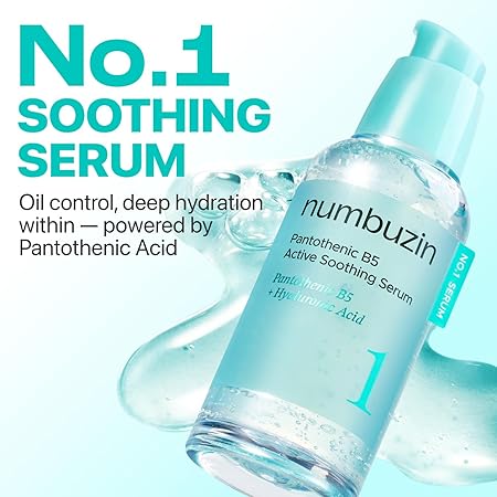 numbuzin No.1 Serum Pantothenic B5 Active Soothing Serum - Soothing, Hydrating, Pantothenic Acid, Niacinamide, Excess Oil Control, Reduces Breakouts, Acne, Oily, Acne-Prone Skin