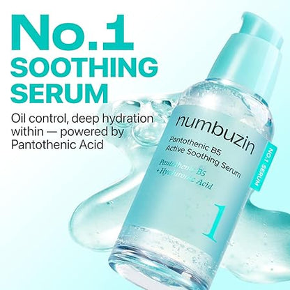 numbuzin No.1 Serum Pantothenic B5 Active Soothing Serum - Soothing, Hydrating, Pantothenic Acid, Niacinamide, Excess Oil Control, Reduces Breakouts, Acne, Oily, Acne-Prone Skin