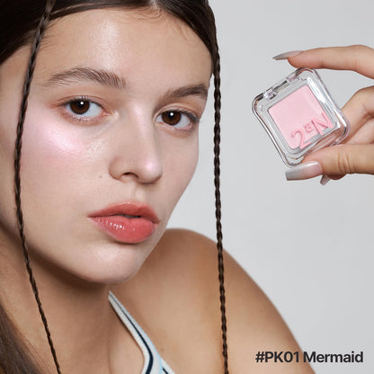 2aN Pure Glass Highlighter PK01 Mermaid – Glass-Like Sheen Powder Highlighter for a Natural, Radiant Glow, Buildable, Long-Lasting, Lightweight Formula
