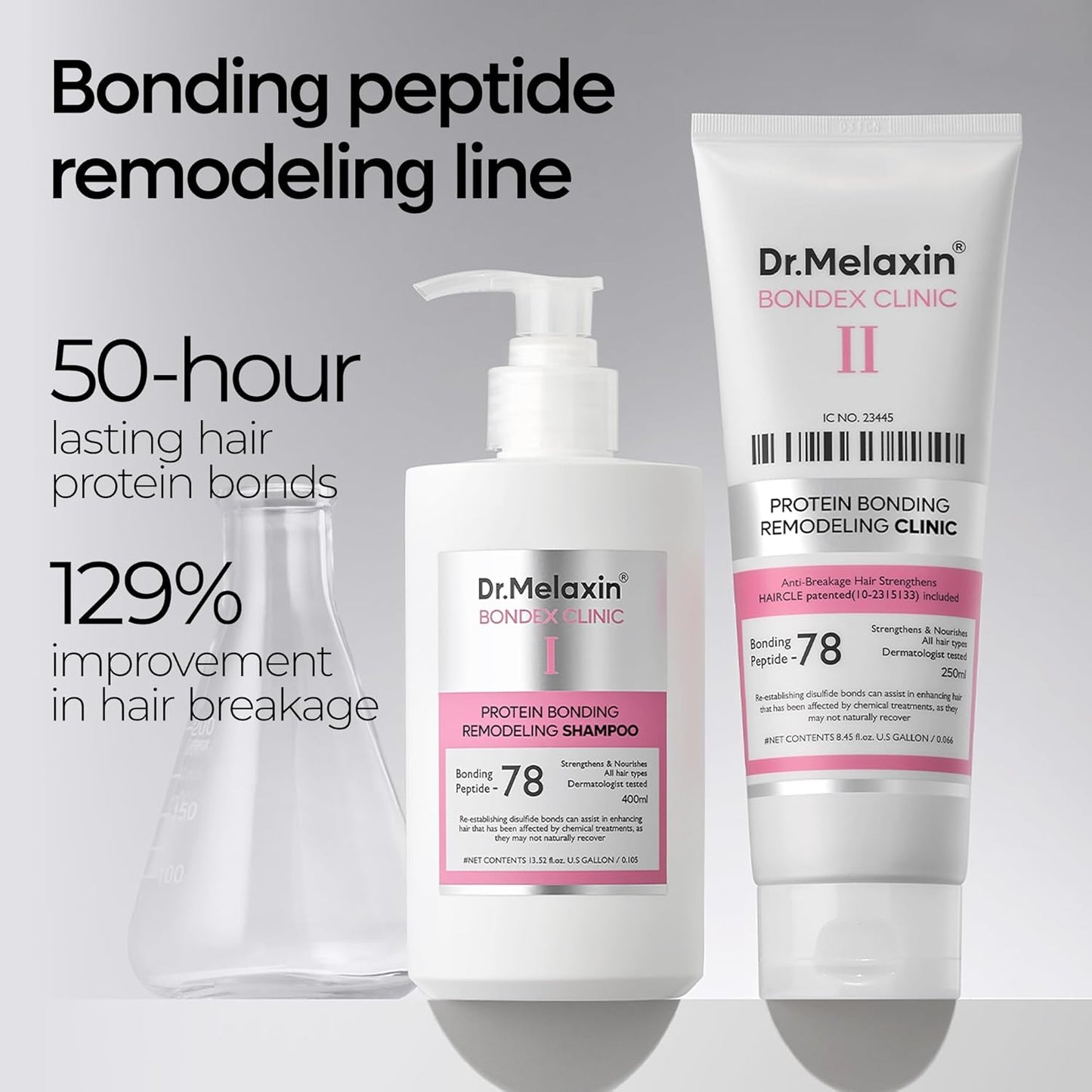 Dr.Melaxin Bondex Protein Bonding Remodeling Shampoo with Argan Oil, Strengthening Keratin & Peptides Bonder, Repair Hair