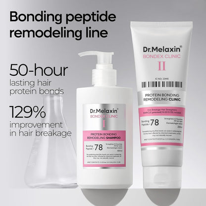 Dr.Melaxin Bondex Protein Bonding Remodeling Shampoo with Argan Oil, Strengthening Keratin & Peptides Bonder, Repair Hair