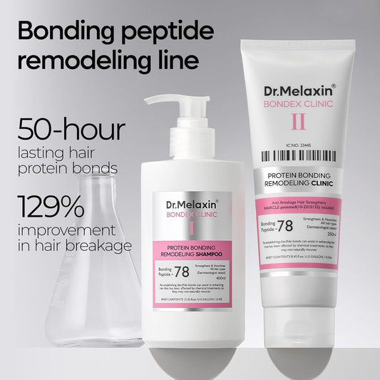 Dr.Melaxin Bondex Protein Bonding Remodeling Shampoo with Argan Oil, Strengthening Keratin & Peptides Bonder, Repair Hair