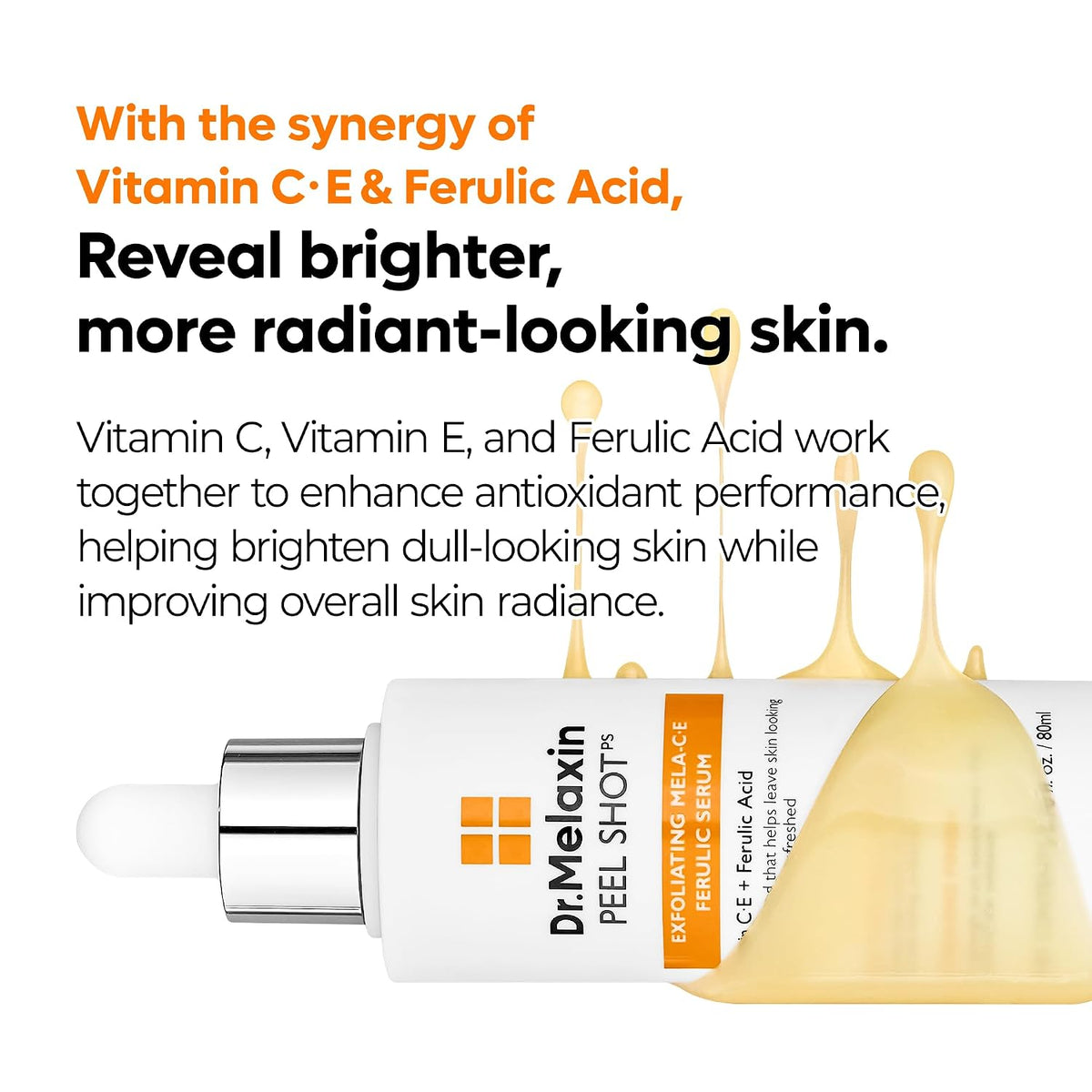 Dr.Melaxin Peel Shot Glow Rice Peeling Ampoule, Dead Skin Gentle Exfoliating Ampoule with Rice Water Extract, AHA BHA, Niacinamide, Daily Skin Texture Care, Korean Skincare