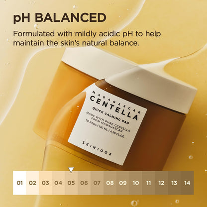 SKIN1004 Centella Quick Calming Pad, 70 Pads, Korean Face Toner Pad with Madagascar Centella Asiatica & Hyaluronic Acid, Hydrating & Soothing Facial Toner Pads for Gentle Exfoliation, Korean Skin Care