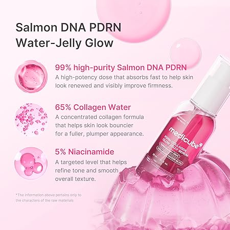 medicube PDRN Pink Collagen Glow Jelly Serum - Lightweight Water-Jelly For Plump & Supple Skin, Radiance & Elasticity Care with PDRN, Collagen, Niacinamide