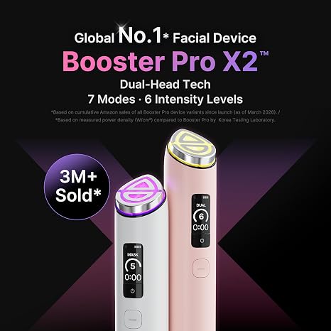 medicube Booster Pro X2™ - 7 in 1 Glow Beauty Device, 2X Glow Care, Pink 7-IN-1 Korean Skincare Device - 2X Care for Glow, Pores, Skin Definition & Radiance, Customized Dual & Mask Modes