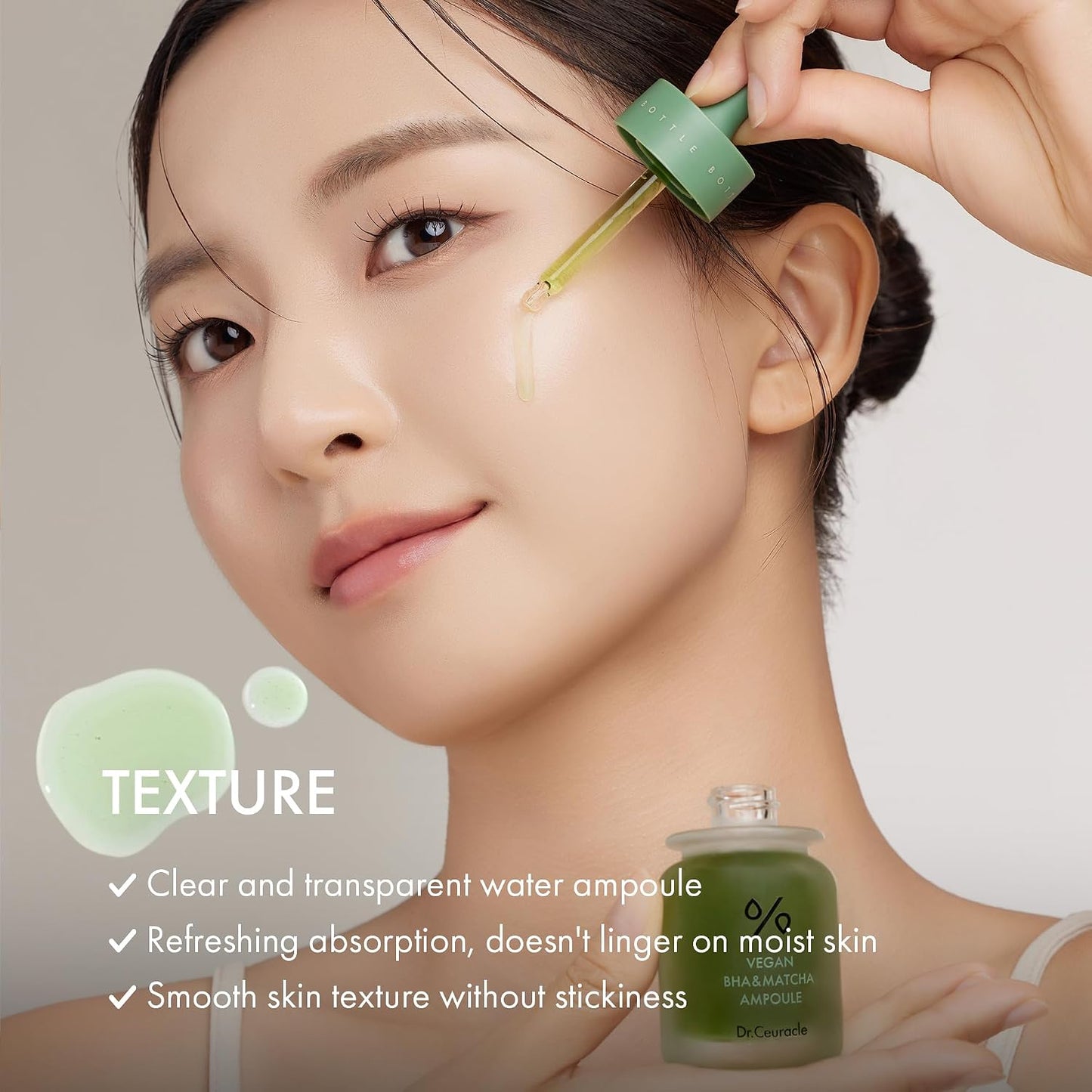 Dr.Ceuracle Vegan BHA & Matcha Ampoule - Gentle Exfoliating Facial Serum, Salicylic Acid for Pores and Sebum Treatment, Korean Skincare for Stocking Stuffers