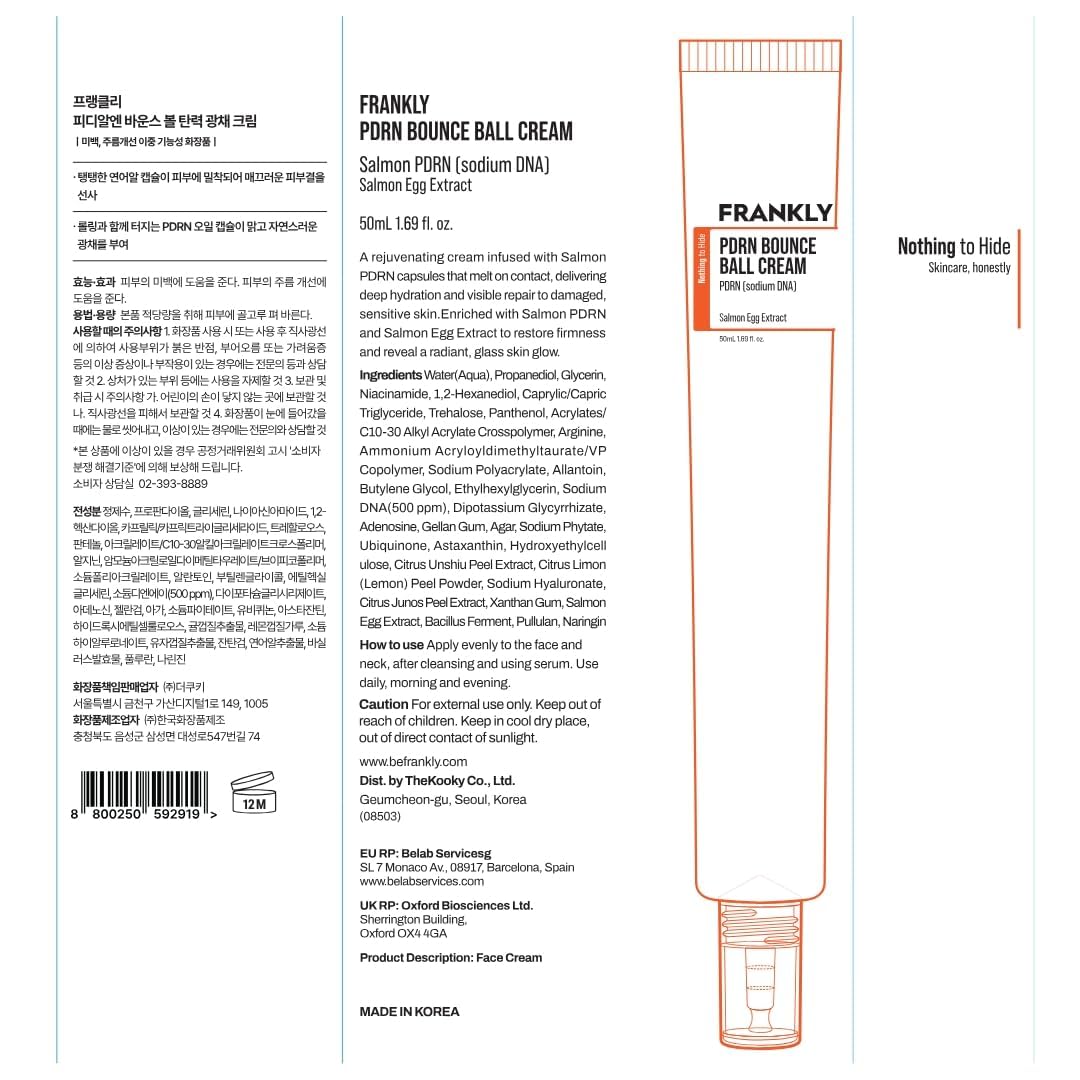FRANKLY Salmon PDRN Bounce Ball Cream – 99% Pure Salmon DNA Moisturizer for Skin Repair & Glow | Post Microneedling Recovery & Barrier Repair | Lightweight Gel Cream | Korean Skincare