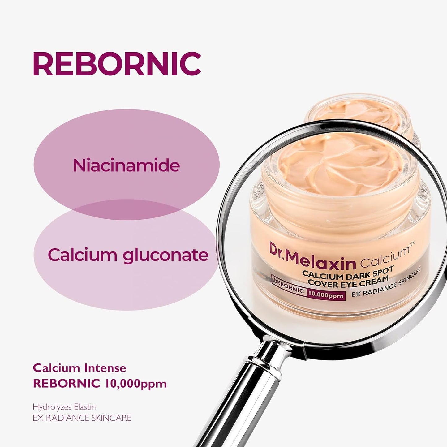 Dr.Melaxin Calcium Dark Spot Eye Cream – Niacinamide & Calcium Gluconate Eye Cream for Dark Circles, Under Eye Bags & Sagging | Hydrolyzed Elastin EX Volume Firming | Korean Eye Cream