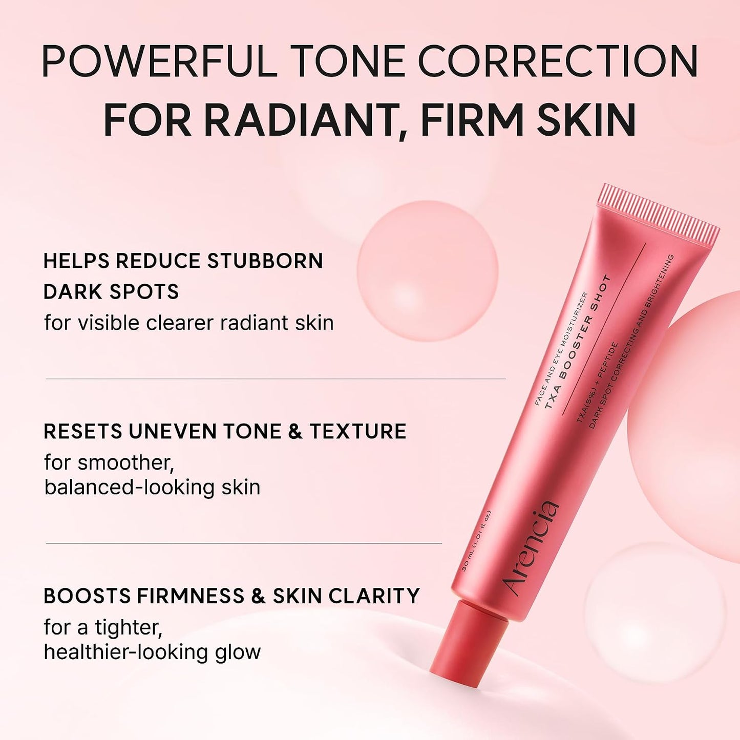 Arencia TXA Booster Shot Serum with 5% Tranexamic Acid & Peptides, Skin Tone Balancing & Hydration Support, Lightweight Daily Skincare
