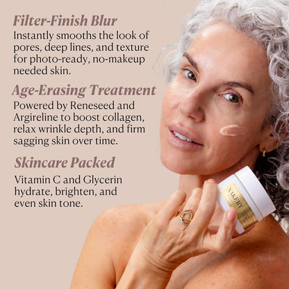 Nakery Pave The Way Flawless Filter Wrinkle Filler, Anti Aging Face Cream for Women, Instantly Smooths Deep Wrinkles, Blurs Imperfections, Skin Tightening Primer, Clinically Proven Formula Made in USA