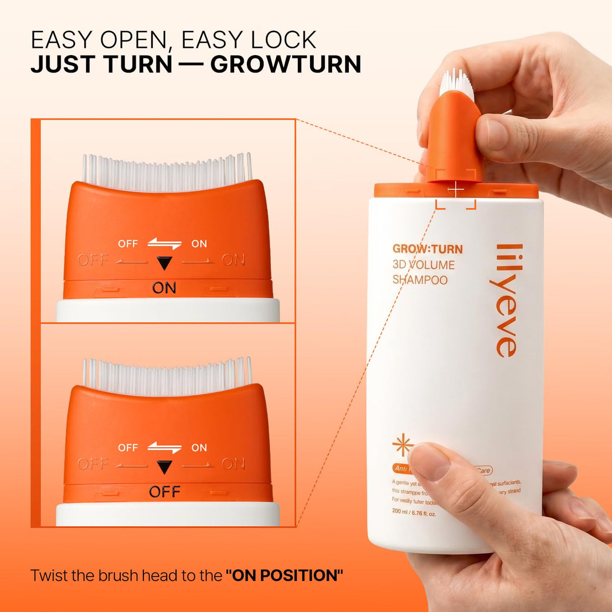 lilyeve GROWTURN 3D Volume Brush Shampoo, Biotin, Hair Growth