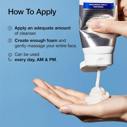 ANUA Hydrating Gentle Foaming Cleanser, Daily Face Wash for Double Cleansing, Hyaluronic Acid, Zinc, Panthenol, for Dry & Sensitive Skin, Sebum Balance Facial Cleanser, Korean Skincare