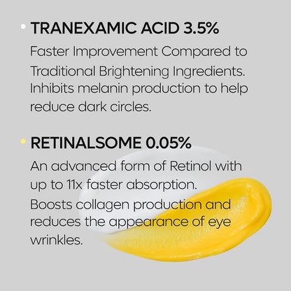 DR.MELAXIN TX Tranexamic Acid Retinalsome Dual Eye Cream with Adenosine Niacinamide for Dark circle Repairing, Daily Anti-Aging Under Eye Care