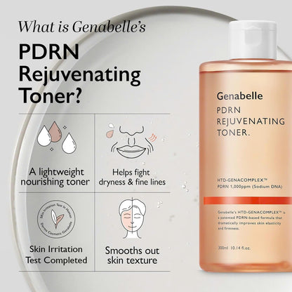 Genabelle PDRN Rejuvenating Toner - Deep Hydration & Skin Barrier Support with PDRN, Panthenol, Hyaluronic Acid - Soft & Glowing Skin - Glass Skin