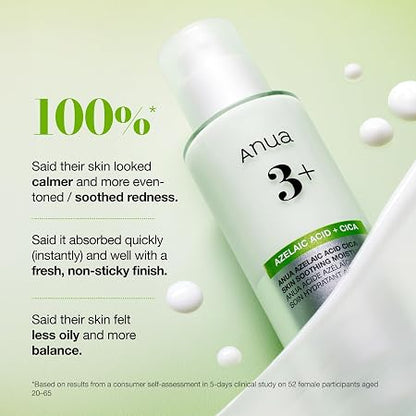 ANUA Azelaic Acid CICA Skin Soothing Moisturizer, Lightweight & Redness Relief, For Acne Prone Skin