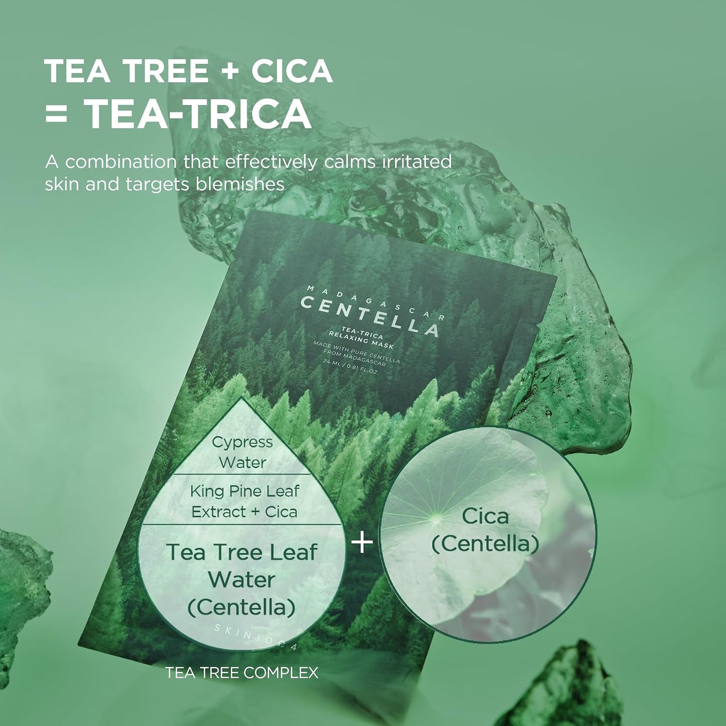 SKIN1004 Madagascar Centella Tea-Trica Relaxing Mask (1 mask), Face Mask Skincare for Oily & Blemish Prone Skin, Soothing & Calming Relief Care for Sebum & Impurities, Korean Skin Care
