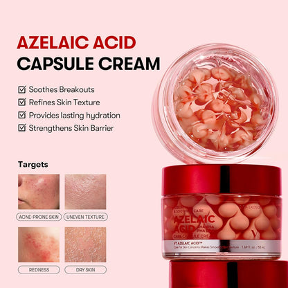 VT COSMETICS Azelaic Acid Care Capsule Cream – Facial Moisturizer for Blemish-Prone & Redness-Prone Skin | Pore Refining & Soothing Care, Lightweight & Hydrating, AHA BHA PHA LHA | Korean Skin Care