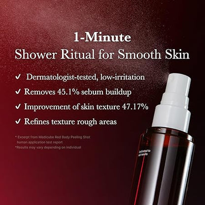 medicube Red Body Peeling Shot, AHA + BHA Exfoliating Body Spray for Summer-Ready Smooth Skin, Treats Strawberry Skin, Bumps & Breakouts