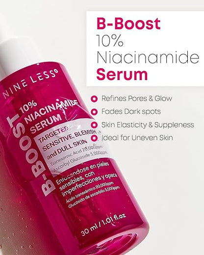 NINELESS B-Boost 10% Niacinamide Serum – Korean Face Serum for Even Skin Tone – Tranexamic Acid & Glutathione