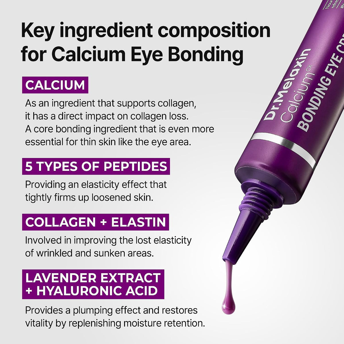 Dr.Melaxin Calcium Bonding Eye Cream with Peptides & Rebornic, Firming Eye Treatment for Wrinkles & Puffy Eyes, Elastin for Dark Circles & Hydrating Care
