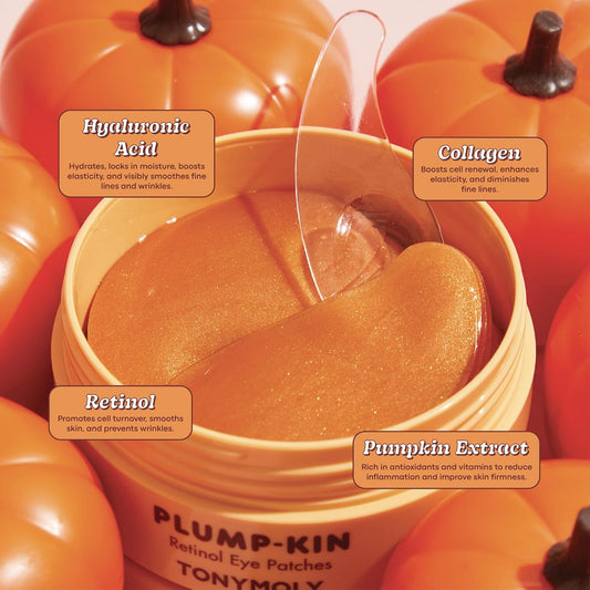 TONYMOLY Plump-kin Pumpkin Retinol Under Eye Patch, Dark Circles, 30 Pairs