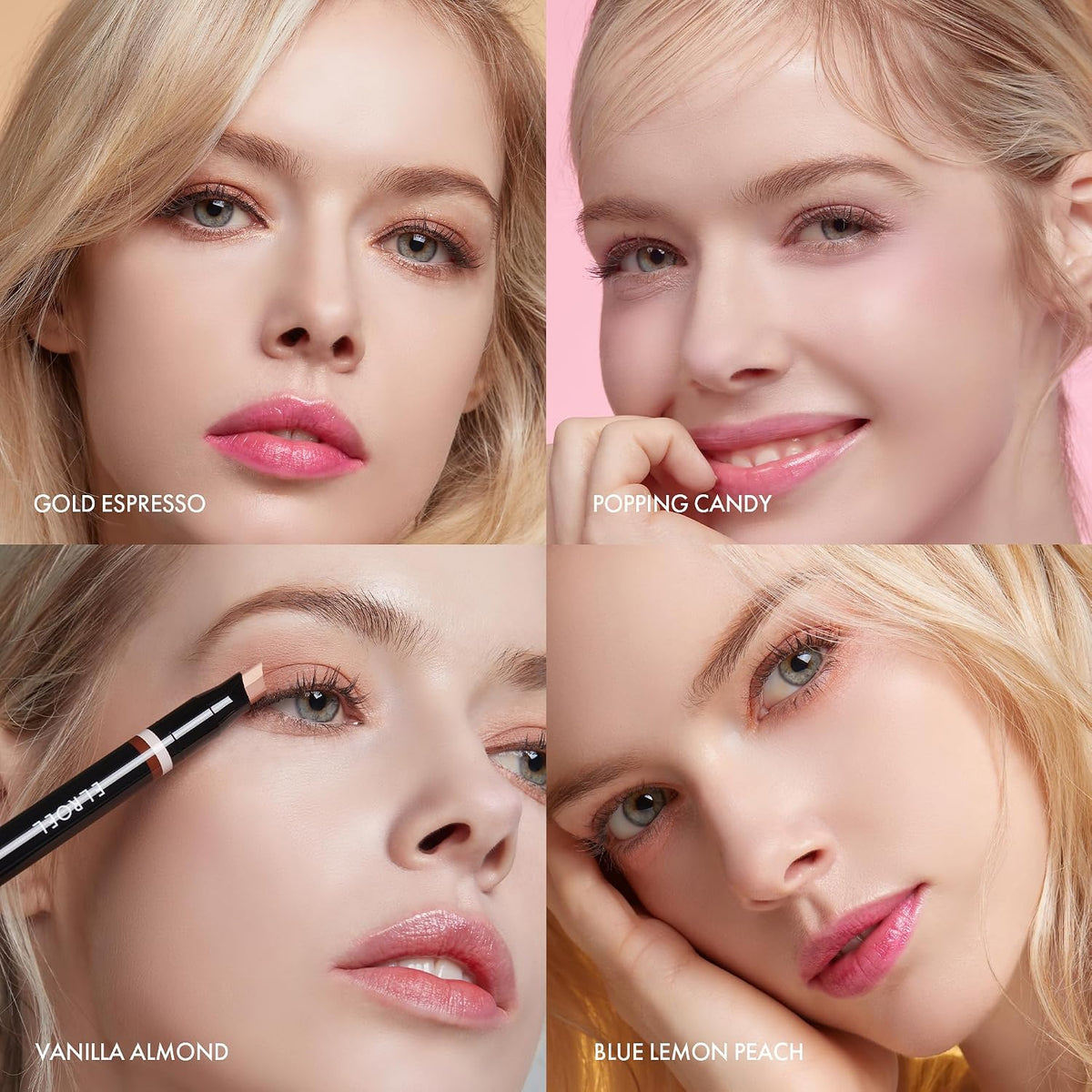 ELROEL Blanc Double Shadow Stick - 48HR Long Lasting Dual-Tone Eye Shadow Pencil - Combines Glitter w/Soft Matte or Shimmer, Waterproof & Smudge-Proof Eyeshadow Makeup (#10 Blue Lemon-Peach)