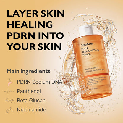 Genabelle PDRN Rejuvenating Toner - Deep Hydration & Skin Barrier Support with PDRN, Panthenol, Hyaluronic Acid - Soft & Glowing Skin - Glass Skin