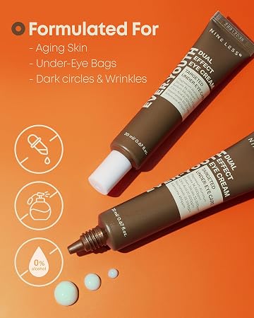NINELESS Ever-Youth Dual Effect Eye Cream, Instant Lift & Firm, 0.67 fl.oz - Niacinamide, Hyaluronic Acid & Ceramides, Tightening, Smooths fine lines & wrinkle, Improve dark circle & eye bags, Depuff