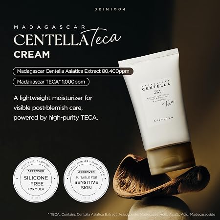 SKIN1004 Madagascar Centella TECA Cream, Korean Centella Face Moisturizer for Blemish-Prone Skin with TECA & PDRN, Cica Cream for Oil & pH Balance with Vitamin E