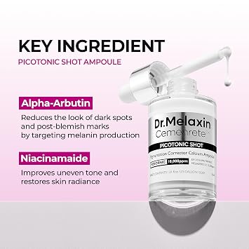 Dr.Melaxin Picotonic Shot Serum 1.01 fl.oz - Alpha-Arbutin and Niacinamide Dark Spot Corrector Serum, Pigmentation Corrector for Uneven Skin Tone, Blemish Marks, K-Beauty Face Serum
