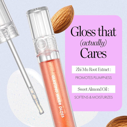 rom&nd Glasting (#01 Sanho Crush) - K Beauty High Shine Lip Plumper Gloss with Sweet Almond Oil - Hydrating & Moisturizing Plumping Lip Shimmer Gloss
