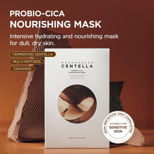 SKIN1004 Madagascar Centella Probio-Cica Nourishing Mask (1 mask), Face Masks Skincare for Skin Barrier Support, Deeply Hydrating Facial Mask for Nourishing & Elasticity, Korean Skin Care