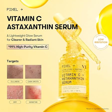 VT COSMETICS Vitamin C Astaxanthin Serum, Lightweight Glow Facial Serum for Radiant-Looking Skin, Even Skin Tone with Vitamin C, Astaxanthin, Niacinamide