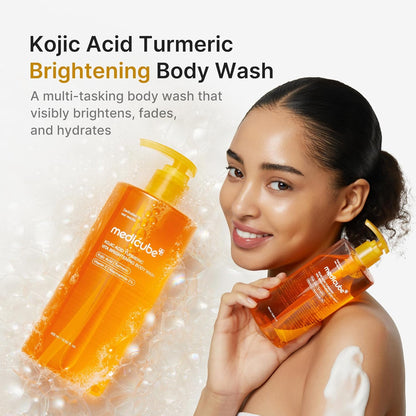 medicube Kojic Acid Turmeric Brightening Body Wash | Gentle Shower Gel for Uneven Skin | Niacinamide, Vitamin C, AHA/BHA | Deep Cleansing, Hydrating Formula | Easy and Effective