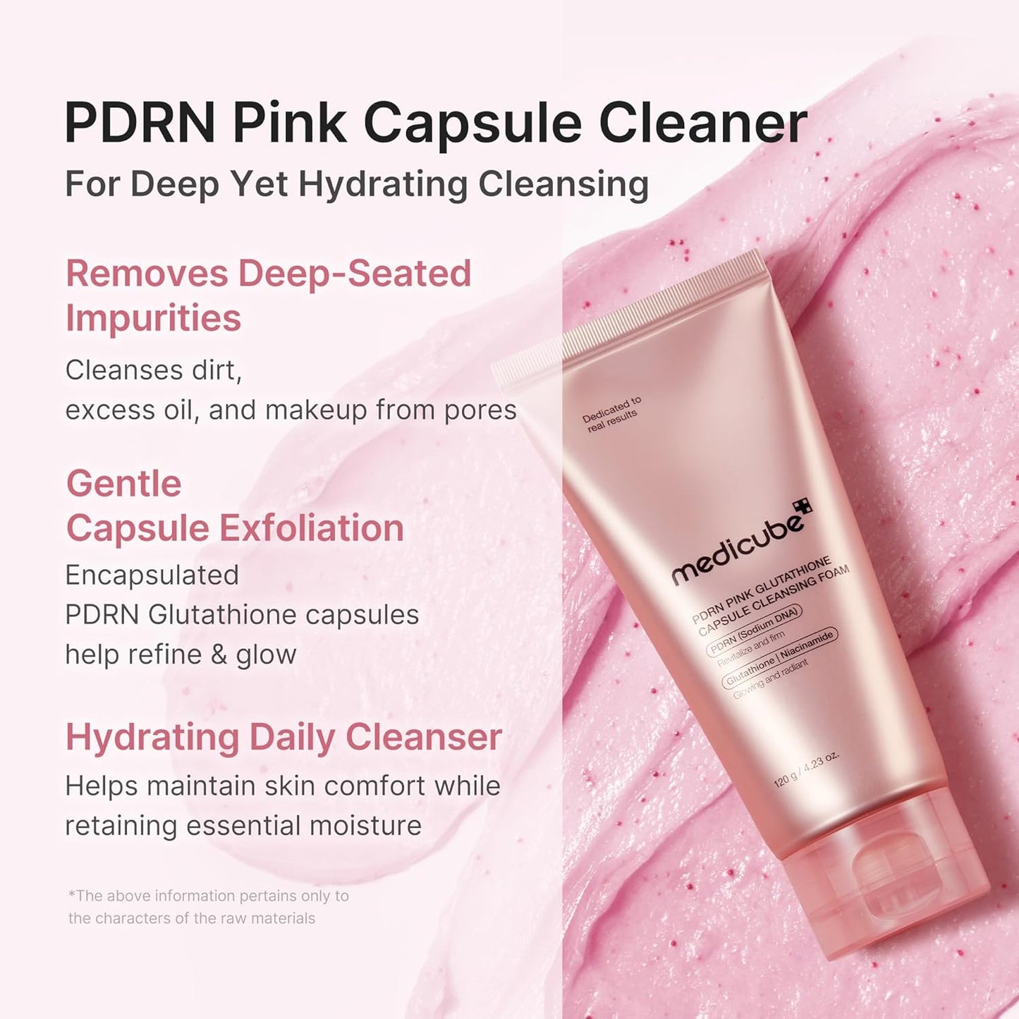 medicube Facial Cleanser PDRN Pink Glutathione Capsule Foam Cleanser | Daily Face Wash for Pore Care, Uneven Skin Tone, Texture | Hydrating & Nourishing Deep Cleansing | Korean Skincare