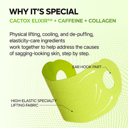 Dr.Melaxin CACTOX V-Lifting Mewing Band – Cactox + Caffeine + Collagen Double Chin Lifting Band for Sagging Jawline & Facial Puffiness, 115.49% Jaw & Chin Lifting Improvement, Korean V-Line Lifting