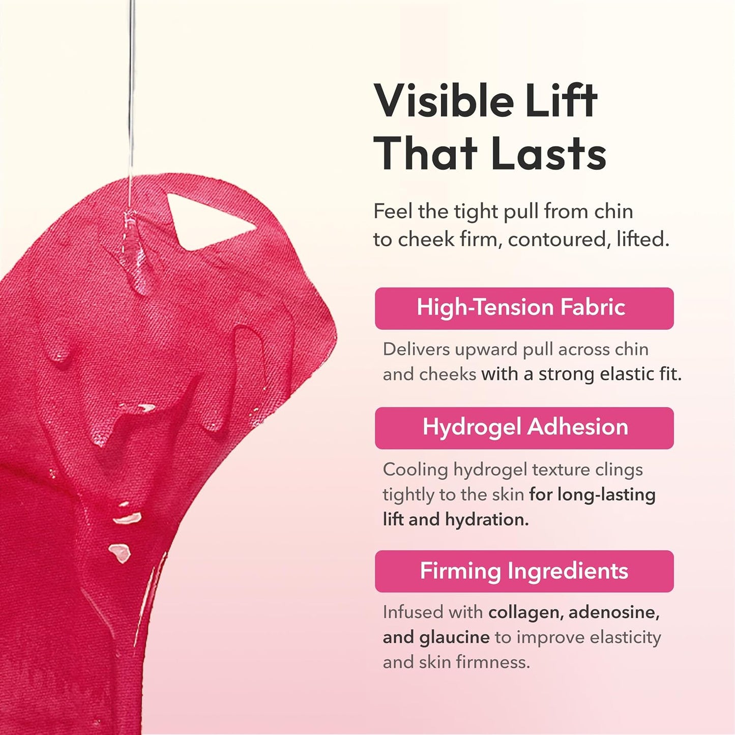 V-Line Lifting Mask – Reduce Double Chin, Firm & Tighten, 1 pack (2 mask), Jawline Mask with Volufiline™ & Bodyfit™, Hyaluronic Acid & Aloe