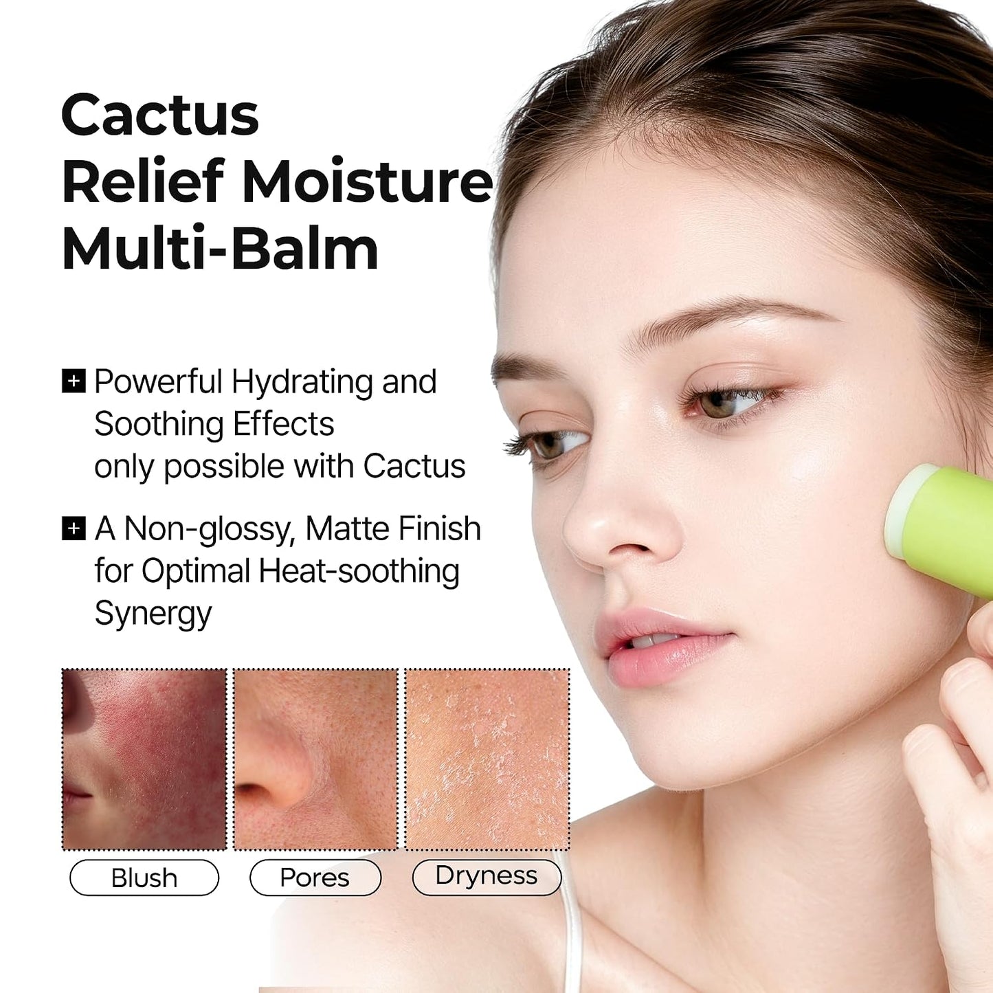 Dr.Melaxin Cactox Pore Relief Multi Balm Stick – Zinc PCA & ADENOSINE Cooling & De-Puffing Face Balm for Enlarged Pores & Puffy Skin, Pore Minimizing with Cactus Extract, Korean Skincare