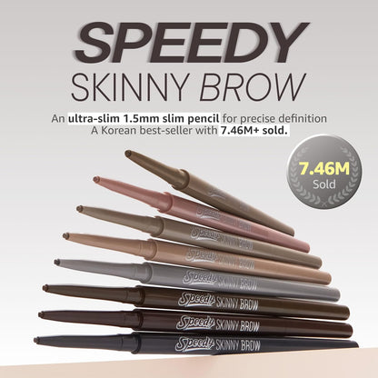 PERIPERA Speedy Skinny Brow (09 Taupe Brown),1.5mm Precise Eyebrow Pencil, Dual-Sided Fine Tip Shades, Define Fills Brow Make up, K Beauty, Korean Make-up, Safe for Sensitive Skin