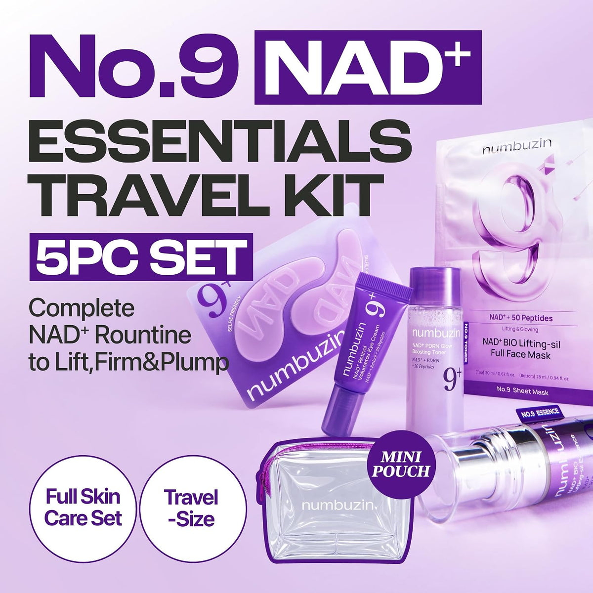 numbuzin No.9 NAD+ Peptides Essentials Travel Kit, Mini Size Essentials