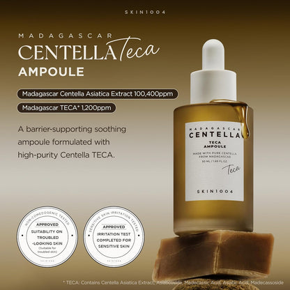 SKIN1004 Madagascar Centella TECA Ampoule, Korean Face Serum for Oil Balance & Moisture Barrier Support with TECA & PDRN, Hydrating Serum for Skin Firmness, Korean Skin Care